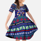 Personalized New Zealand Warriors Rugby Xmas Kid Short Sleeve Dress Australia NRL Mascot