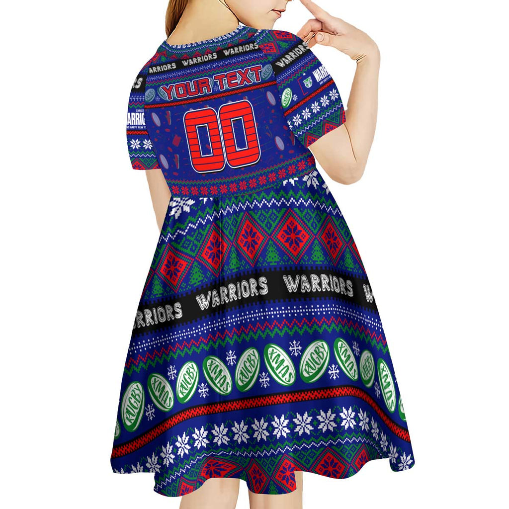 Personalized New Zealand Warriors Rugby Xmas Kid Short Sleeve Dress Australia NRL Mascot