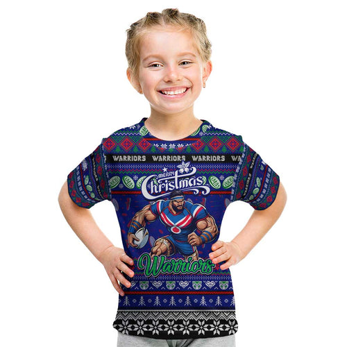 Personalized New Zealand Warriors Rugby Xmas Kid T Shirt Australia NRL Mascot