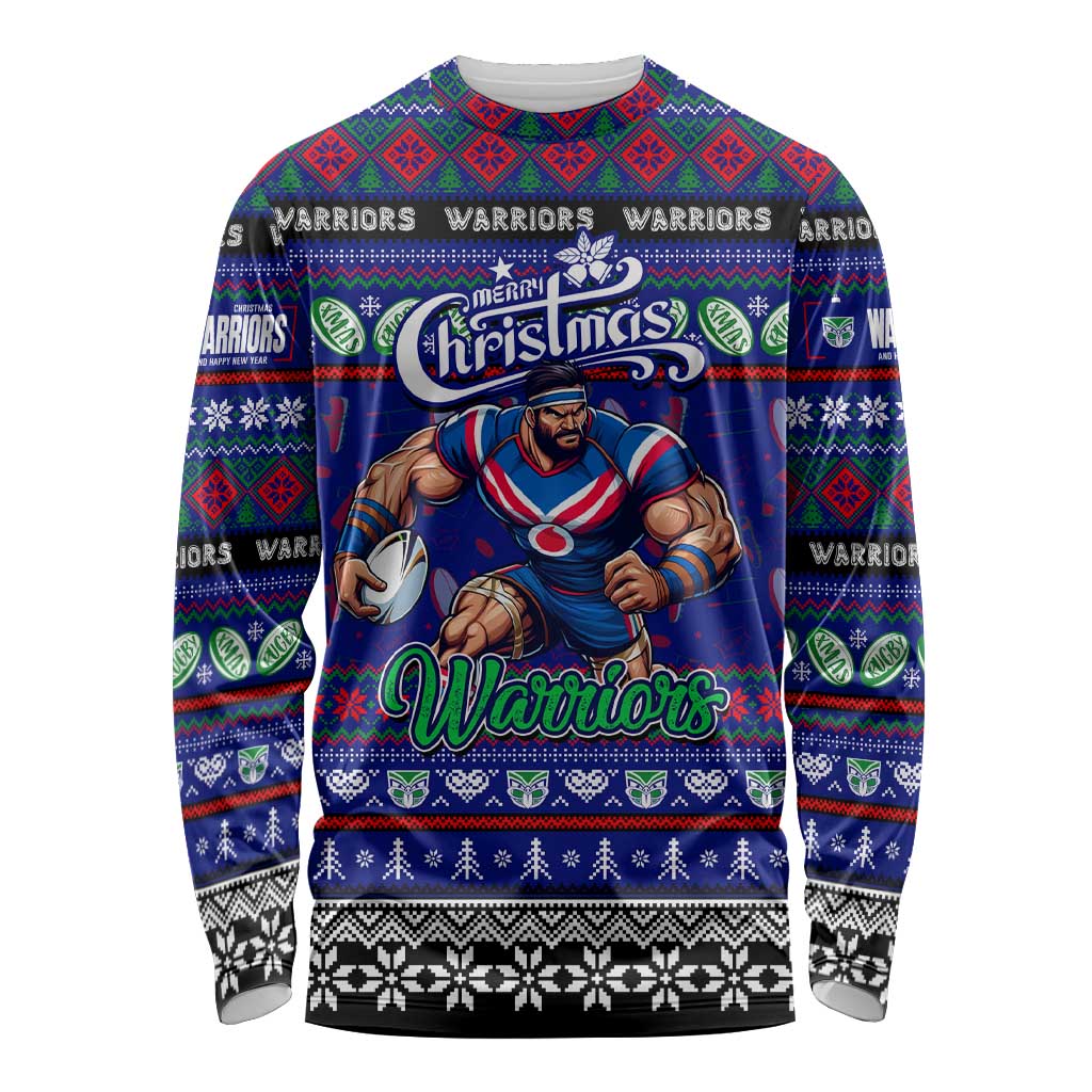Personalized New Zealand Warriors Rugby Xmas Long Sleeve Shirt Australia NRL Mascot