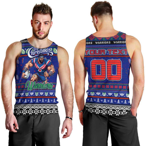 Personalized New Zealand Warriors Rugby Xmas Men Tank Top Australia NRL Mascot