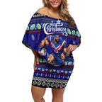 Personalized New Zealand Warriors Rugby Xmas Off Shoulder Short Dress Australia NRL Mascot