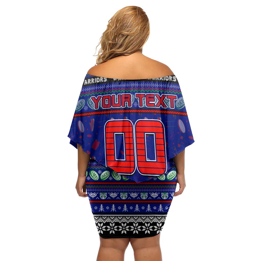 Personalized New Zealand Warriors Rugby Xmas Off Shoulder Short Dress Australia NRL Mascot