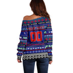Personalized New Zealand Warriors Rugby Xmas Off Shoulder Sweater Australia NRL Mascot