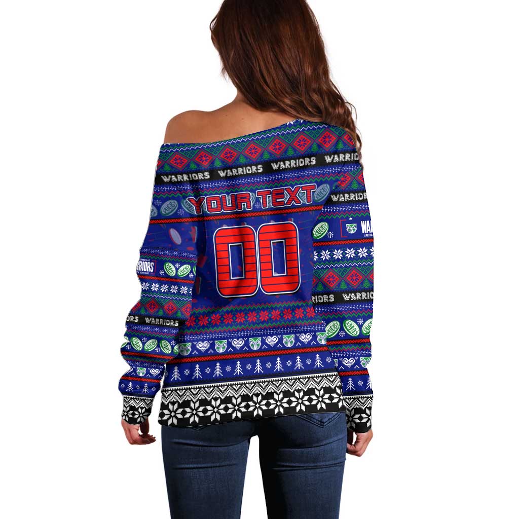 Personalized New Zealand Warriors Rugby Xmas Off Shoulder Sweater Australia NRL Mascot