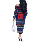 Personalized New Zealand Warriors Rugby Xmas Off The Shoulder Long Sleeve Dress Australia NRL Mascot
