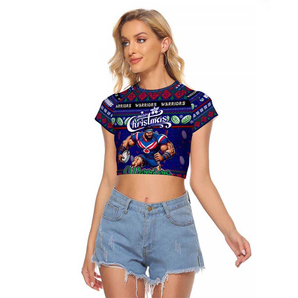 Personalized New Zealand Warriors Rugby Xmas Raglan Cropped T Shirt Australia NRL Mascot