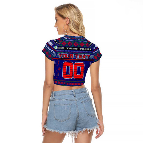 Personalized New Zealand Warriors Rugby Xmas Raglan Cropped T Shirt Australia NRL Mascot