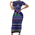 Personalized New Zealand Warriors Rugby Xmas Short Sleeve Bodycon Dress Australia NRL Mascot