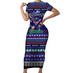 Personalized New Zealand Warriors Rugby Xmas Short Sleeve Bodycon Dress Australia NRL Mascot