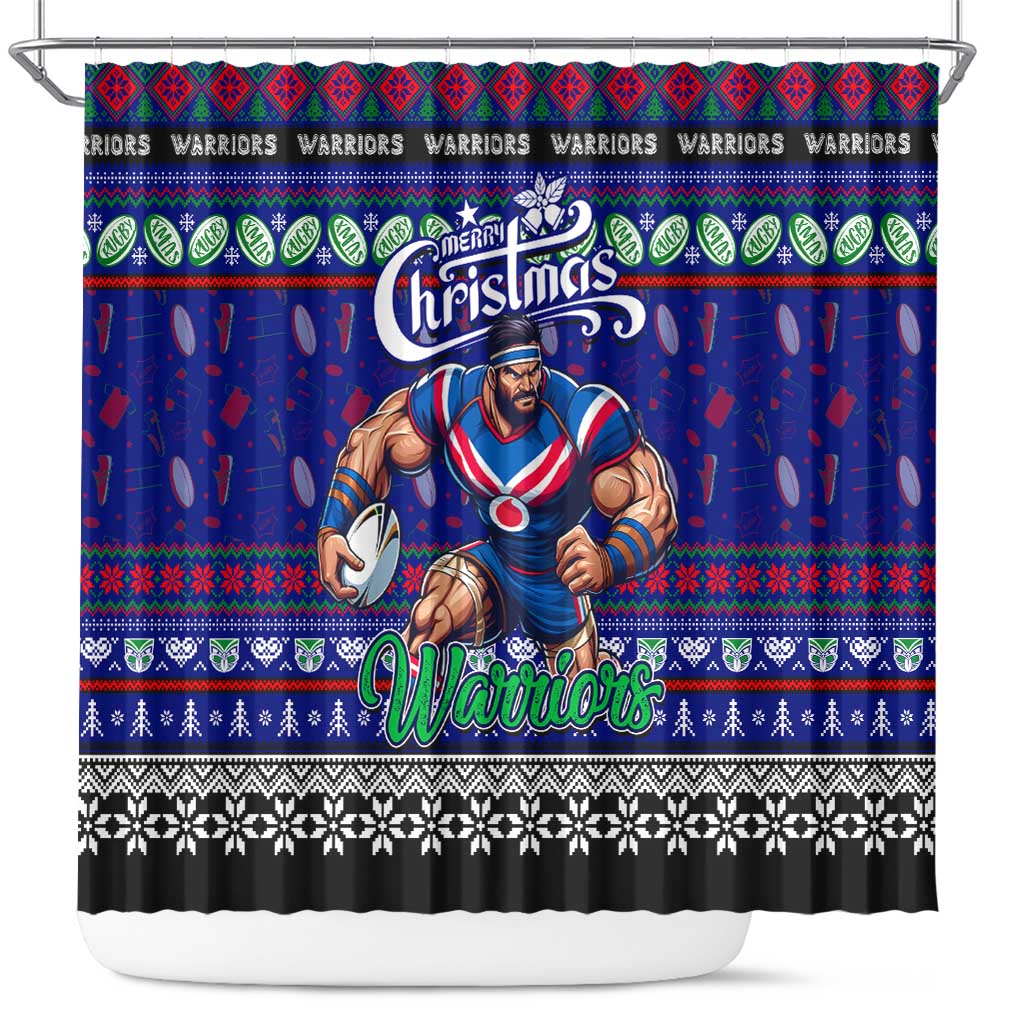 New Zealand Warriors Rugby Xmas Shower Curtain Australia NRL Mascot