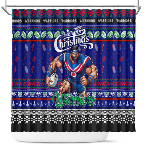 New Zealand Warriors Rugby Xmas Shower Curtain Australia NRL Mascot