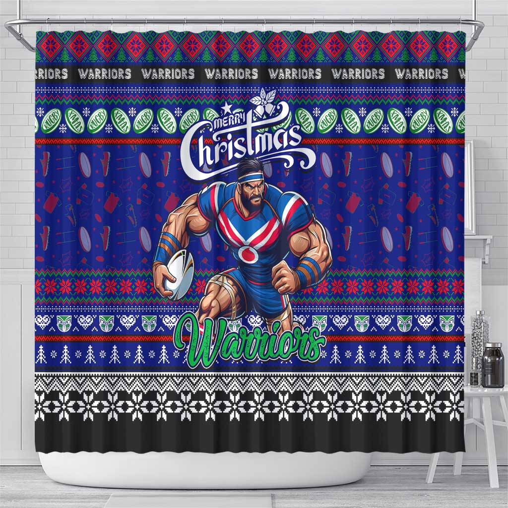 New Zealand Warriors Rugby Xmas Shower Curtain Australia NRL Mascot