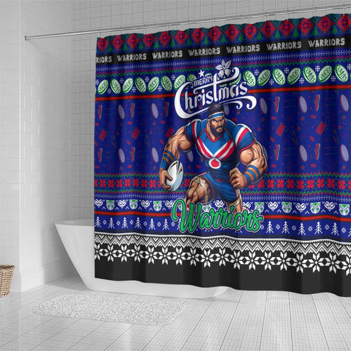 New Zealand Warriors Rugby Xmas Shower Curtain Australia NRL Mascot