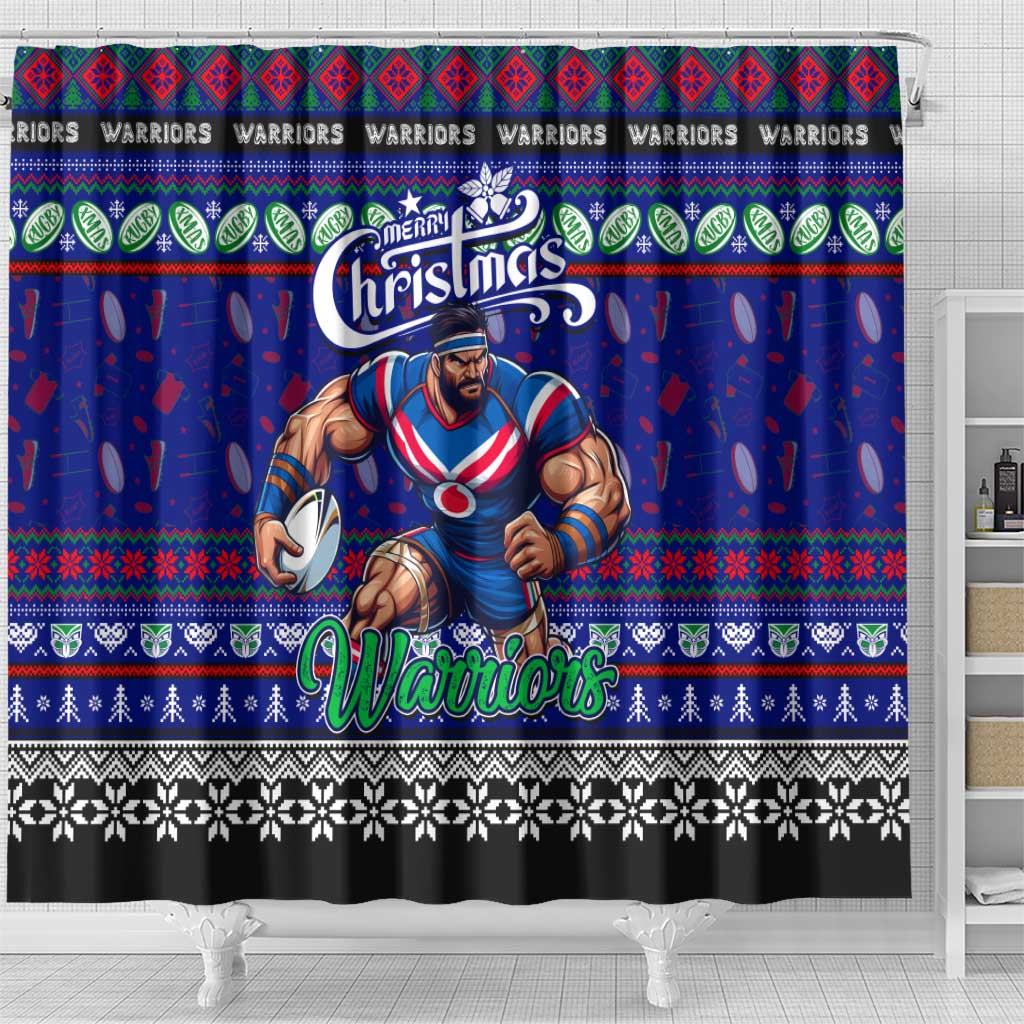 New Zealand Warriors Rugby Xmas Shower Curtain Australia NRL Mascot
