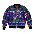 Personalized New Zealand Warriors Rugby Xmas Sleeve Zip Bomber Jacket Australia NRL Mascot