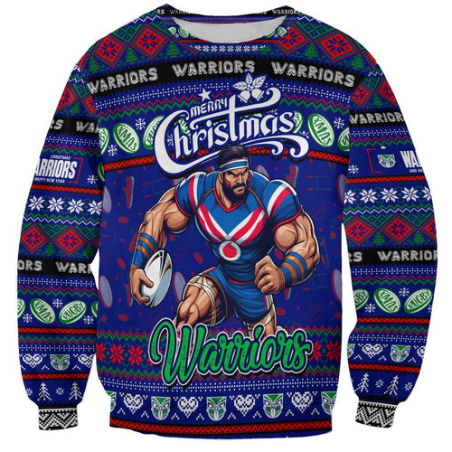 Personalized New Zealand Warriors Rugby Xmas Sweatshirt Australia NRL Mascot