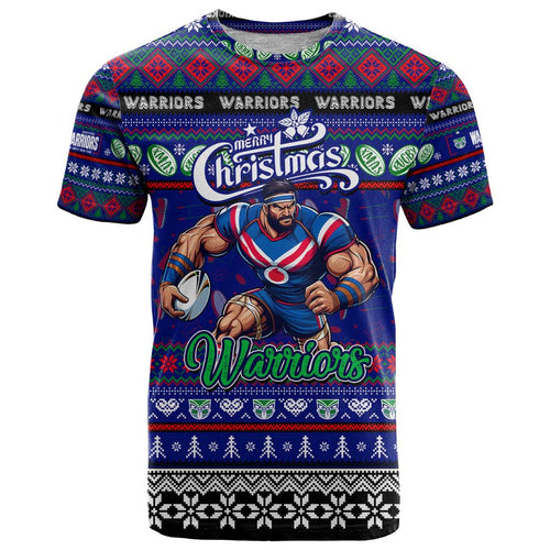 Personalized New Zealand Warriors Rugby Xmas T Shirt Australia NRL Mascot