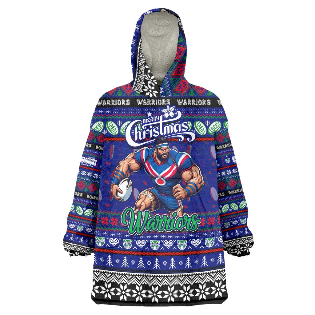Personalized New Zealand Warriors Rugby Xmas Wearable Blanket Hoodie Australia NRL Mascot