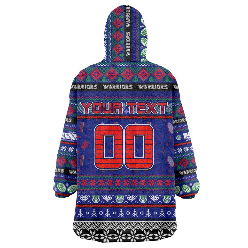 Personalized New Zealand Warriors Rugby Xmas Wearable Blanket Hoodie Australia NRL Mascot