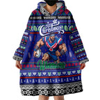 Personalized New Zealand Warriors Rugby Xmas Wearable Blanket Hoodie Australia NRL Mascot