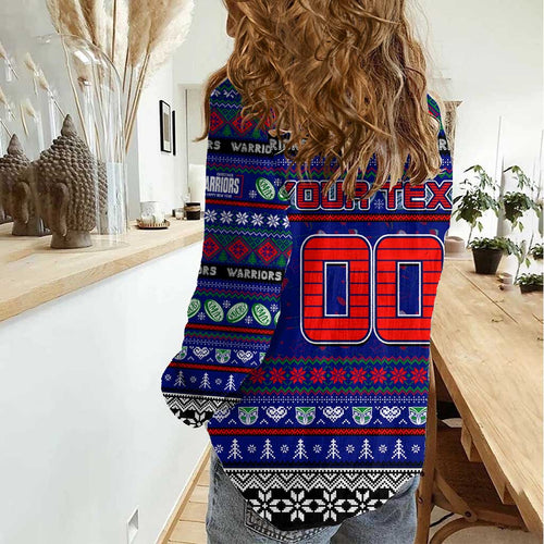 Personalized New Zealand Warriors Rugby Xmas Women Casual Shirt Australia NRL Mascot