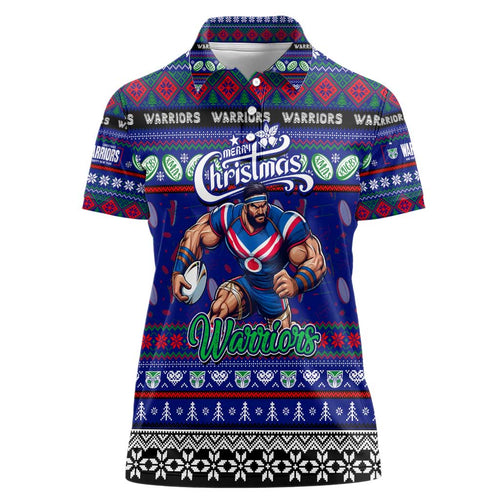 Personalized New Zealand Warriors Rugby Xmas Women Polo Shirt Australia NRL Mascot