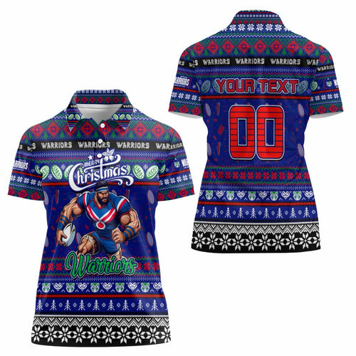 Personalized New Zealand Warriors Rugby Xmas Women Polo Shirt Australia NRL Mascot