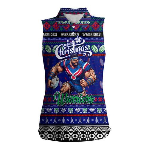 Personalized New Zealand Warriors Rugby Xmas Women Sleeveless Polo Shirt Australia NRL Mascot