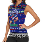 Personalized New Zealand Warriors Rugby Xmas Women Sleeveless Polo Shirt Australia NRL Mascot
