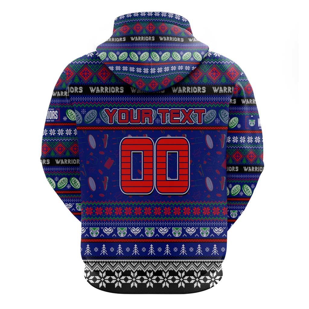 Personalized New Zealand Warriors Rugby Xmas Zip Hoodie Australia NRL Mascot