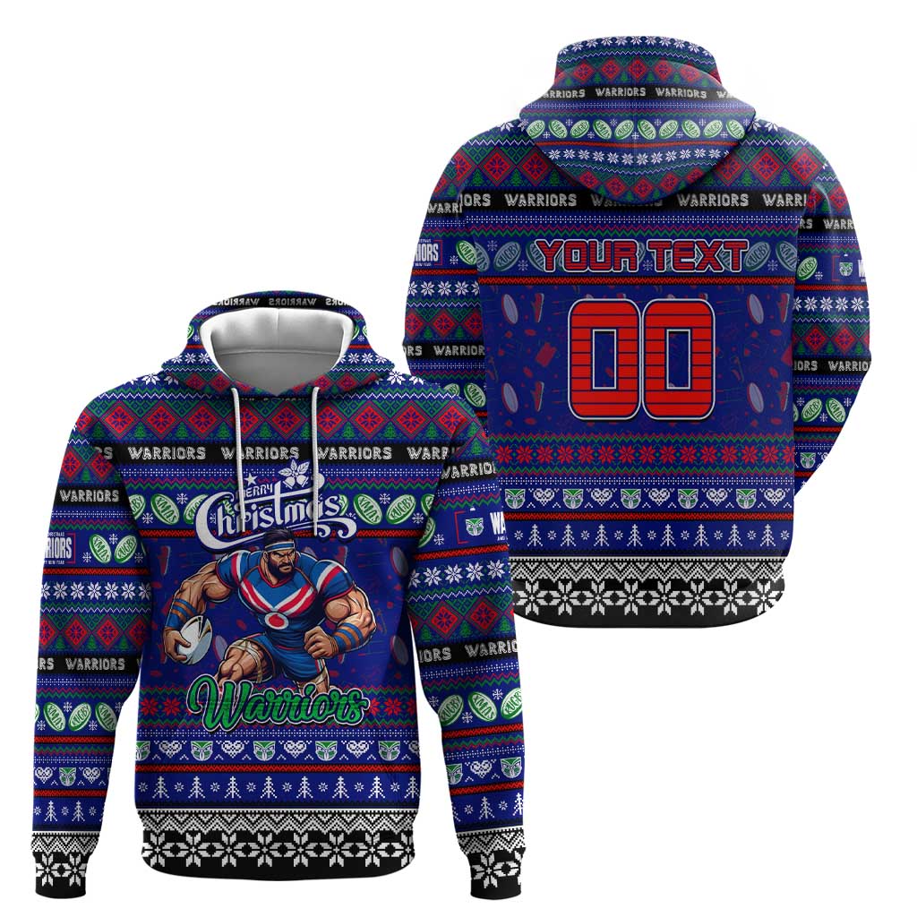 Personalized New Zealand Warriors Rugby Xmas Zip Hoodie Australia NRL Mascot