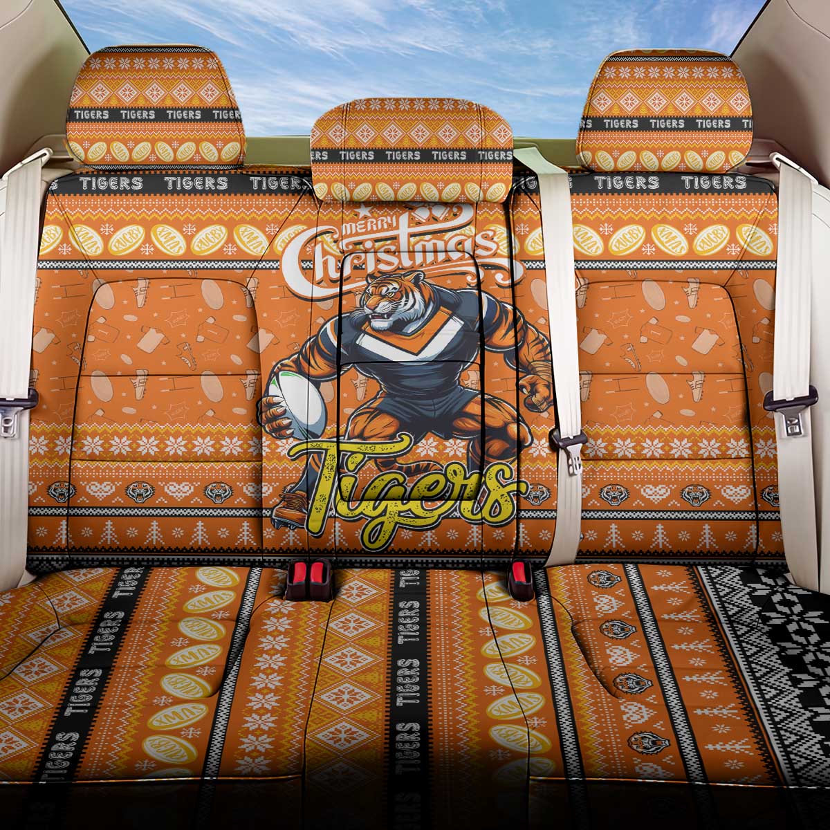 Tigers Rugby Xmas Back Car Seat Cover Australia NRL Mascot