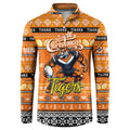 Personalized Tigers Rugby Xmas Button Sweatshirt Australia NRL Mascot