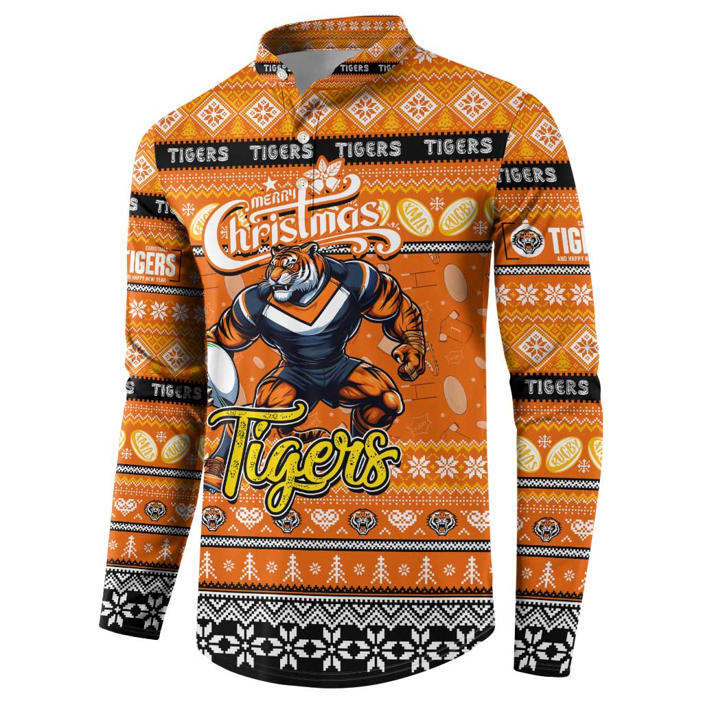 Personalized Tigers Rugby Xmas Button Sweatshirt Australia NRL Mascot