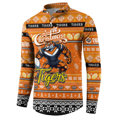 Personalized Tigers Rugby Xmas Button Sweatshirt Australia NRL Mascot