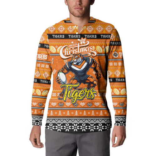 Personalized Tigers Rugby Xmas Button Sweatshirt Australia NRL Mascot