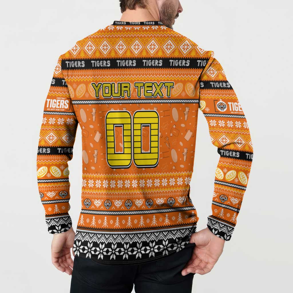 Personalized Tigers Rugby Xmas Button Sweatshirt Australia NRL Mascot