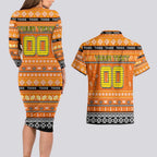 Personalized Tigers Rugby Xmas Couples Matching Long Sleeve Bodycon Dress and Hawaiian Shirt Australia NRL Mascot