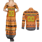 Personalized Tigers Rugby Xmas Couples Matching Summer Maxi Dress and Long Sleeve Button Shirt Australia NRL Mascot