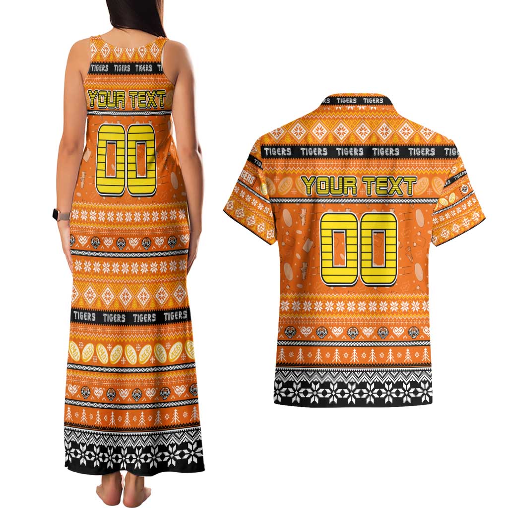 Personalized Tigers Rugby Xmas Couples Matching Tank Maxi Dress and Hawaiian Shirt Australia NRL Mascot