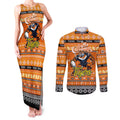 Personalized Tigers Rugby Xmas Couples Matching Tank Maxi Dress and Long Sleeve Button Shirt Australia NRL Mascot