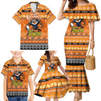 Personalized Tigers Rugby Xmas Family Matching Mermaid Dress and Hawaiian Shirt Australia NRL Mascot