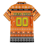 Personalized Tigers Rugby Xmas Family Matching Short Sleeve Bodycon Dress and Hawaiian Shirt Australia NRL Mascot