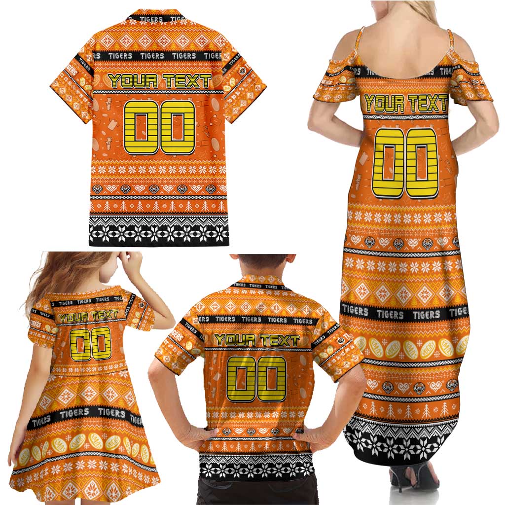 Personalized Tigers Rugby Xmas Family Matching Summer Maxi Dress and Hawaiian Shirt Australia NRL Mascot