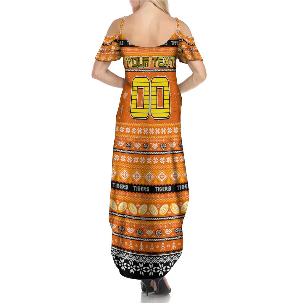 Personalized Tigers Rugby Xmas Family Matching Summer Maxi Dress and Hawaiian Shirt Australia NRL Mascot