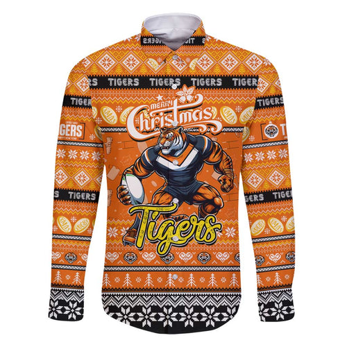 Personalized Tigers Rugby Xmas Family Matching Tank Maxi Dress and Hawaiian Shirt Australia NRL Mascot
