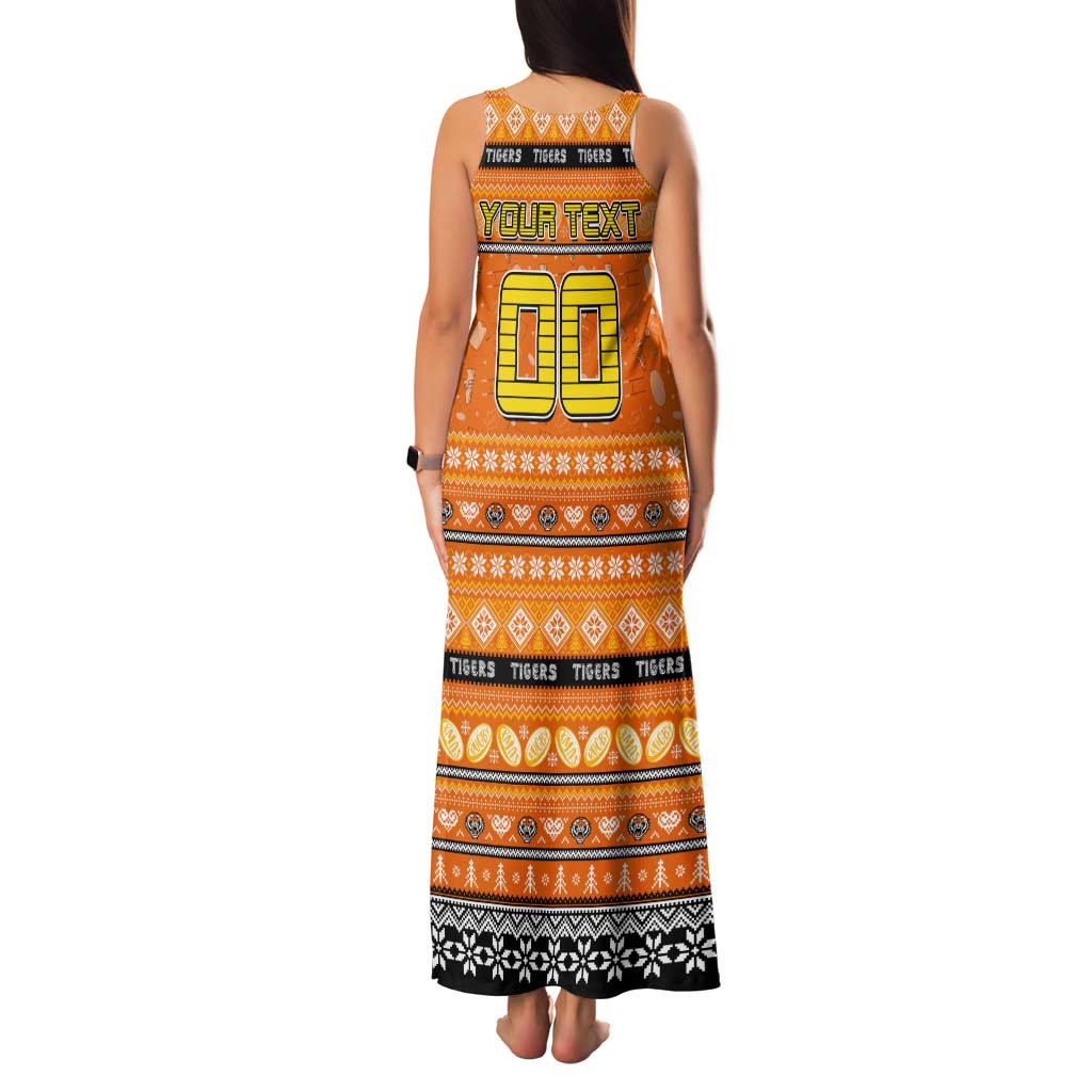 Personalized Tigers Rugby Xmas Family Matching Tank Maxi Dress and Hawaiian Shirt Australia NRL Mascot