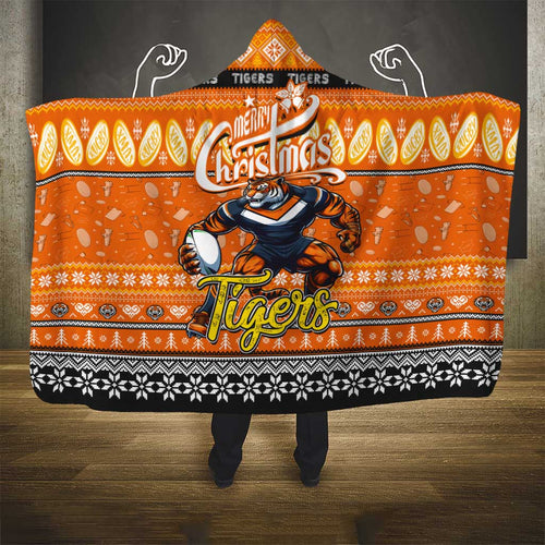 Tigers Rugby Xmas Hooded Blanket Australia NRL Mascot
