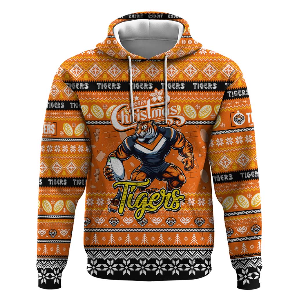 Personalized Tigers Rugby Xmas Hoodie Australia NRL Mascot